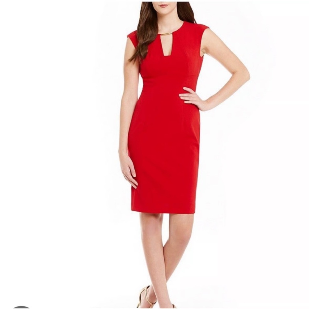 Calvin Klein Vibrant Red Midi Dress